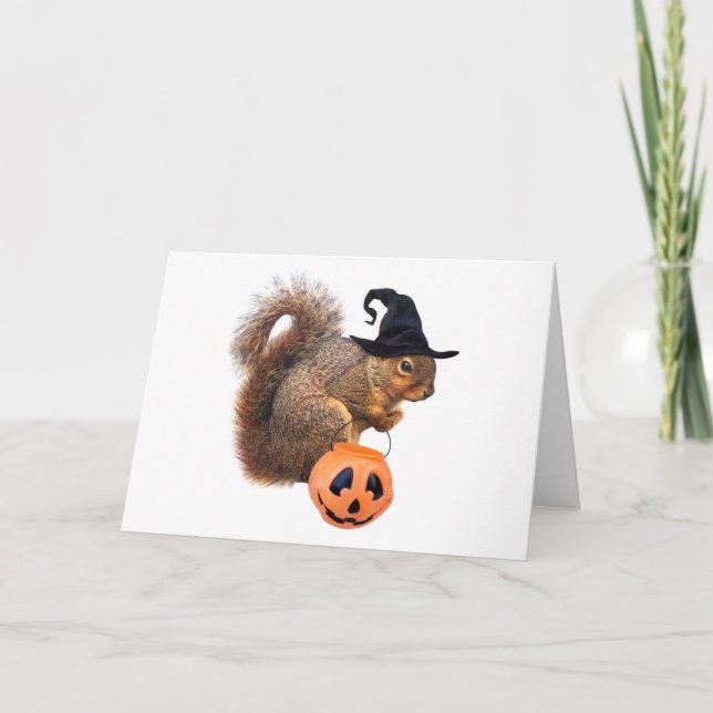 Skruva eller behandla ekorrel Halloween-kort Kort (Framsida)