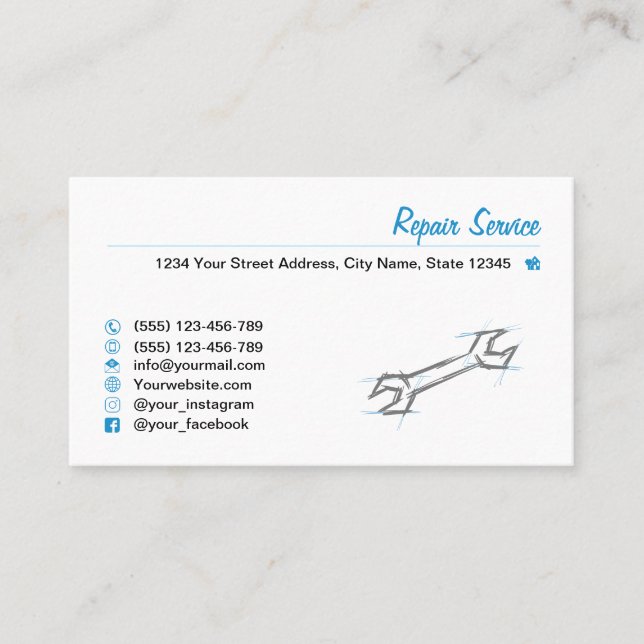 Skruva, hand plockade. Reparationstjänst, mekanisk Visitkort (Framsida)