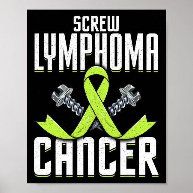 Skruva Lymfom Cancer Lime Awareness Ribbon Fight Poster (Framsidan)