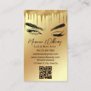 Skruva- och brow-artist qr code guld dropping visitkort