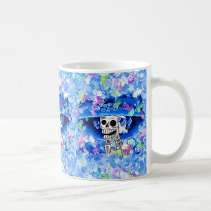Skruva Skeleton Woman i Blue Bonnet Kaffemugg