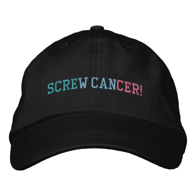Skruva sköldkörtelcancer - blått/Rosa Brev Broderad Keps (Framsida)