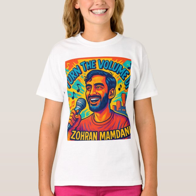 Skruva upp volymen Zohran mamdani  T Shirt (Framsida)