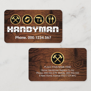 Skruvade HANDYMAN-verktyg på trä Visitkort