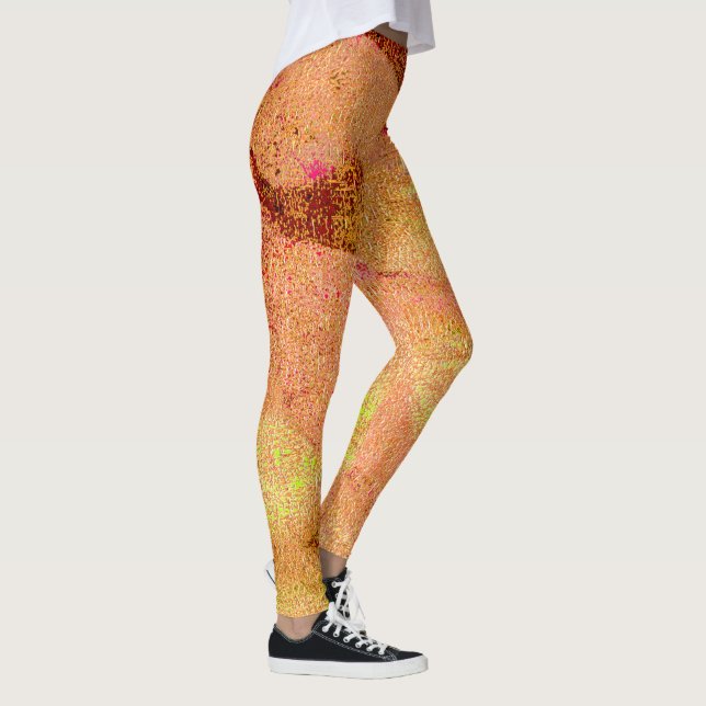 Skruvat läder stil med slitfärg, lax leggings (Höger)