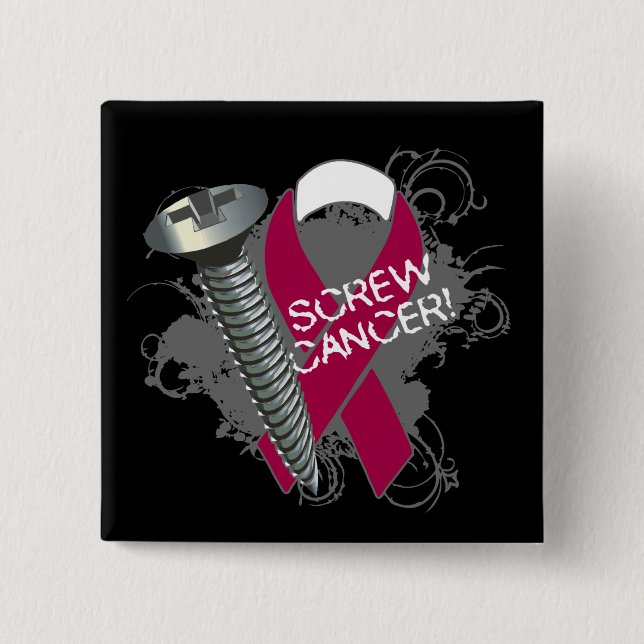 Skruvcancer - Grunge Head och Nacke Cancer Knapp (Framsida)