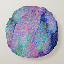 Skruvläder stil med slitfärg, blåaktig färg rund kudde