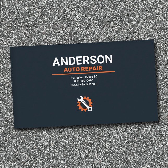 Skruvmejsel & Kugghjul - Reparation av bilar Visitkort (Wrench & Gear - Auto Repair Business Card)