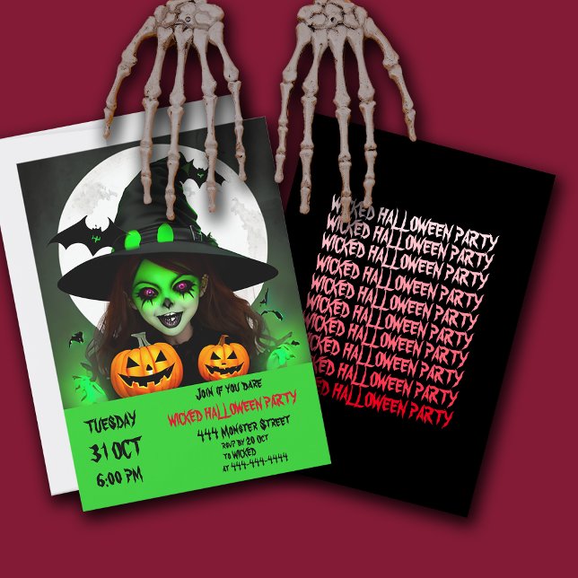 Skrygg Wicked Witch Halloween fest-inbjudan Inbjudningar (Skapare uppladdad)