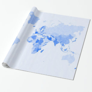 Skrynklig blek - blåttvärldskarta presentpapper