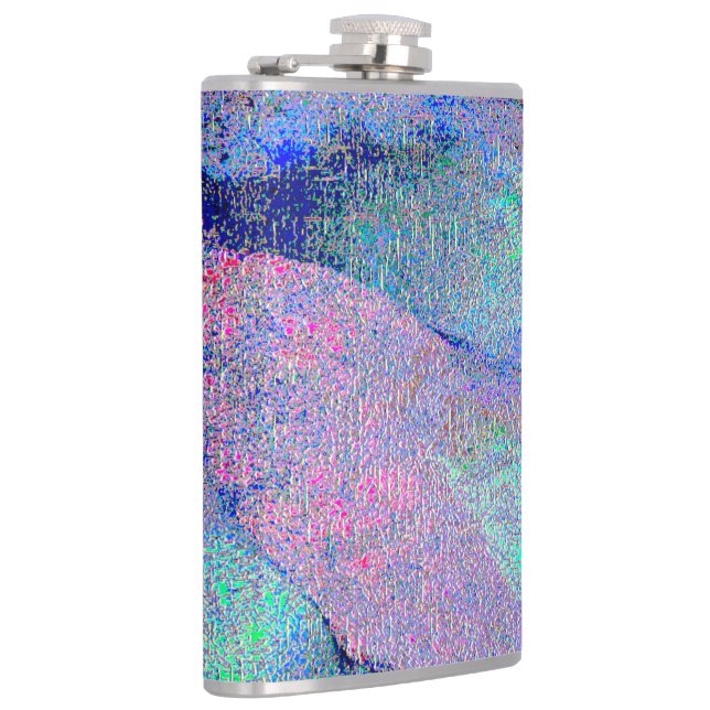 Skrynklig läderstil med sliten färg, blå toner fickplunta (Höger)