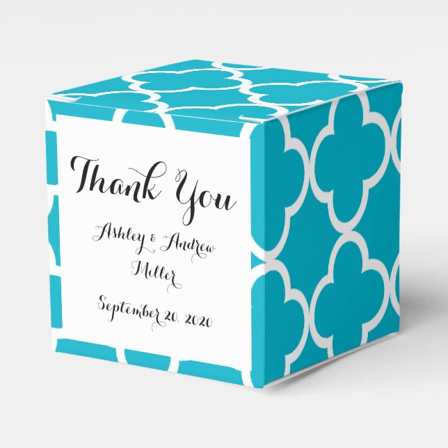 Skuba Blue White Quatrefoil Moroccan Mönster Presentaskar (Framsidan Sidan)