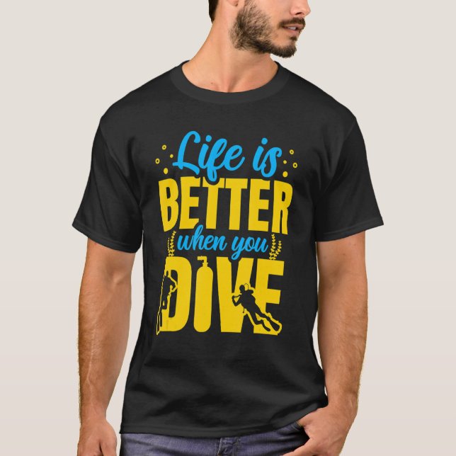 Skuba Dive Life Deep Sea Diving Diver Snorkeling T Shirt (Framsida)