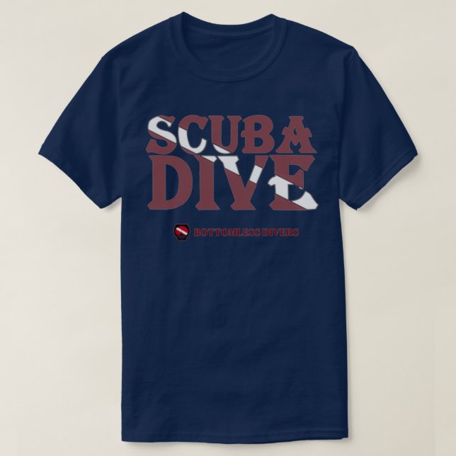 Skuba Dive Pocket Brev med Mörk Red Flagga T Shirt (Design framsida)