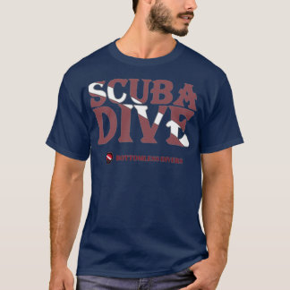 Skuba Dive Pocket Brev med Mörk Red Flagga T Shirt