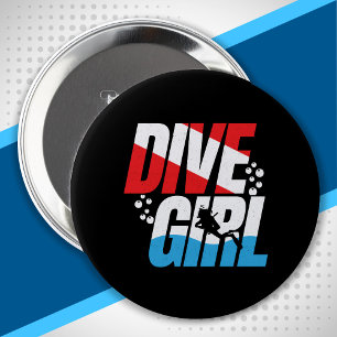 Skuba Diver Gift for Women, Dive Girl Dyka Knapp