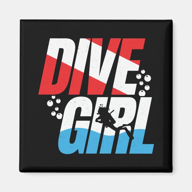 Skuba Diver Gift for Women, Dive Girl Dyka Magnet (Framsidan)