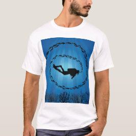 Skuba Diver i en fiskchock T Shirt
