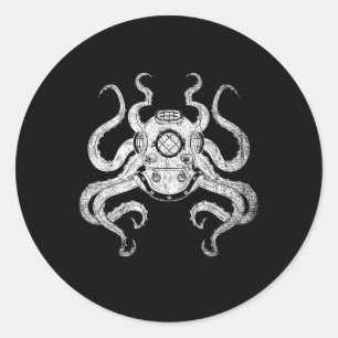Skuba Diver Ocean Animal Aquarist Gift Kraken Octo Runt Klistermärke
