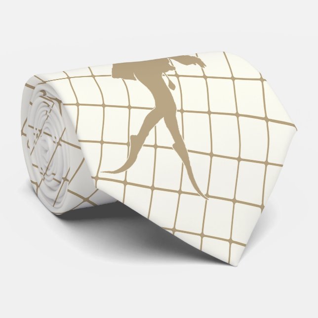 Skuba Diver på Tan Check Necktie Slips (Rullad)
