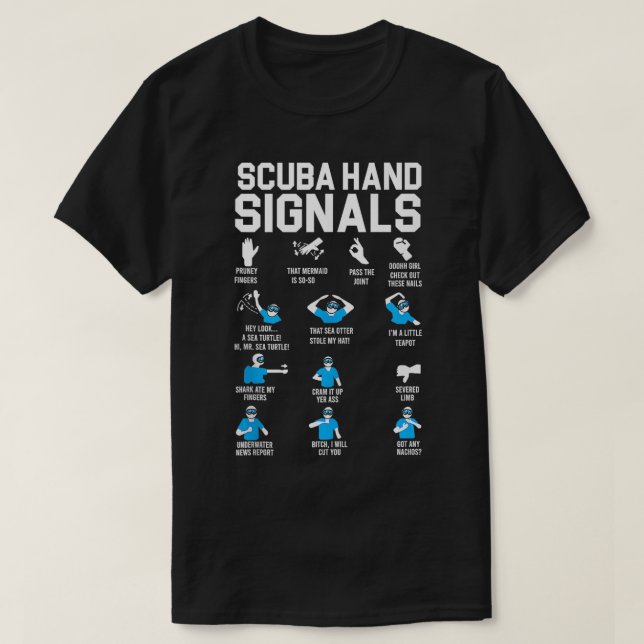 Skuba Hand Signals Team Diver Hand Sign Funny Dive T Shirt (Design framsida)