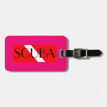 SKUBA LUGGAGE TAG DIVING RED FLAGGA/NITROX ROSA