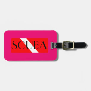 SKUBA LUGGAGE TAG DIVING RED FLAGGA/NITROX ROSA BAGAGEBRICKA