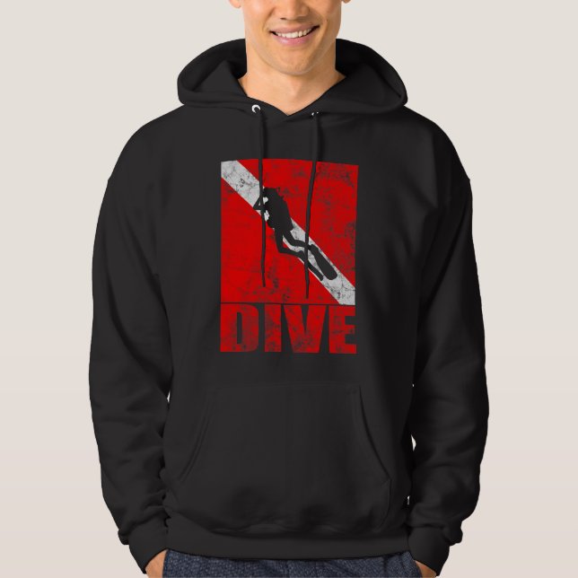 Skubadyvans nedtonad Flagga Vintage dykväxel  Hoodie (Framsida)