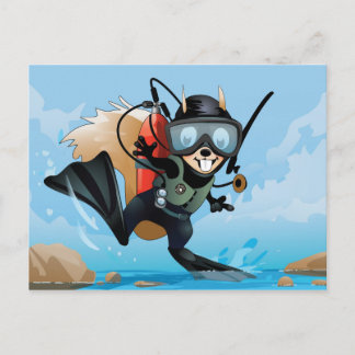 Skubblande ekorre på vykort för helgdag