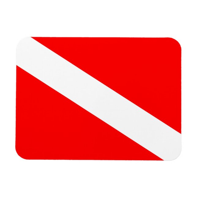 Skubdykare med röd diagonal flagga-symbol magnet (Horisontell)
