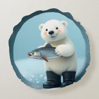 Skudde av björnkudde på polar rund kudde