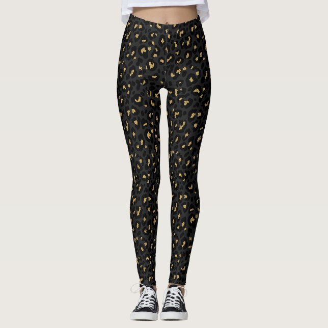 Skugg Leopardtryck Leggings (Framsida)