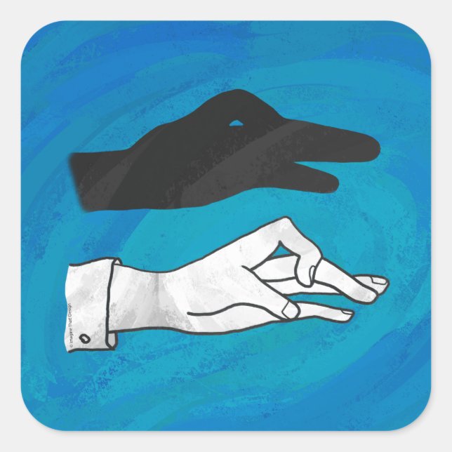 Skugga Anka på blå Fyrkantigt Klistermärke (Framsida)