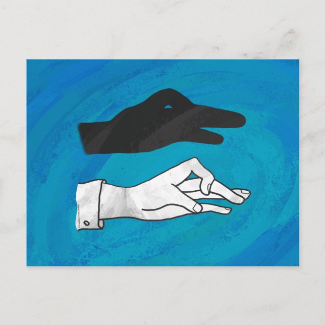 Skugga Anka på blå Vykort (Framsida)