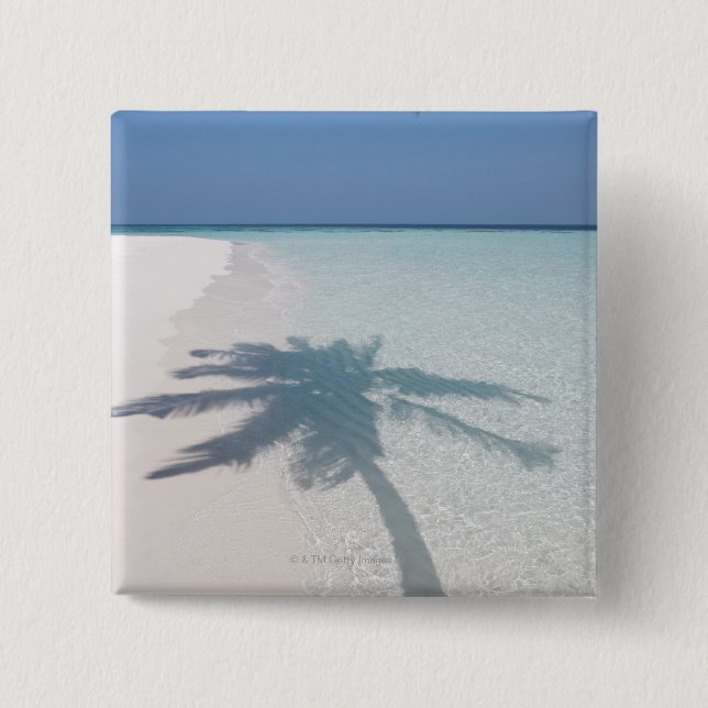 Skugga av handflatan träd på en ökenstrand knapp (Framsida)