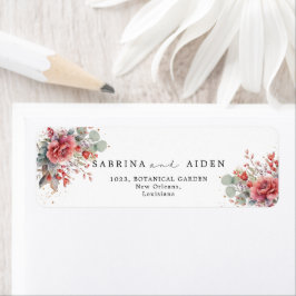 Skugga av  Rosa | Dusty Blue Bröllop Returadress Etikett