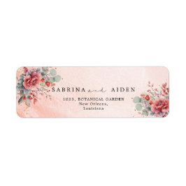 Skugga av  Rosa | Dusty Blue Bröllop Returadress Etikett