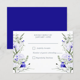 Skugga av Royalet Blue Ivory Blommigt Bröllop OSA Kort