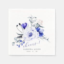 Skugga av Royalet Blue Ivory Blommigt Bröllop Pappersservett