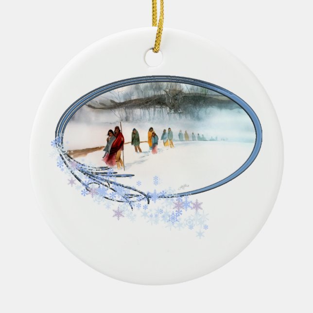 Skugga av ugglan på slingan av tårar julgransprydnad keramik (Framsidan)