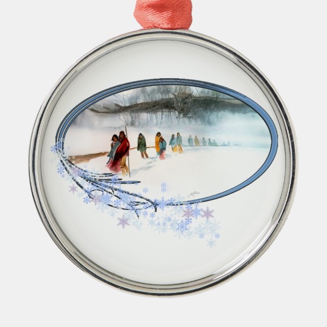 Skugga av ugglan på slingan av tårar julgransprydnad metall (Framsidan)