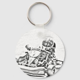 Skugga för Kart tävla B/W Nyckelring