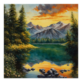 Skugga fylld med vita blommor Blå Poster Perfect Poster