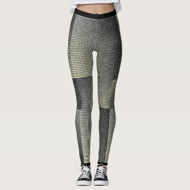Skugga Grått Ash Net Stil Mönster Kvinnors Mode Leggings (Framsida)