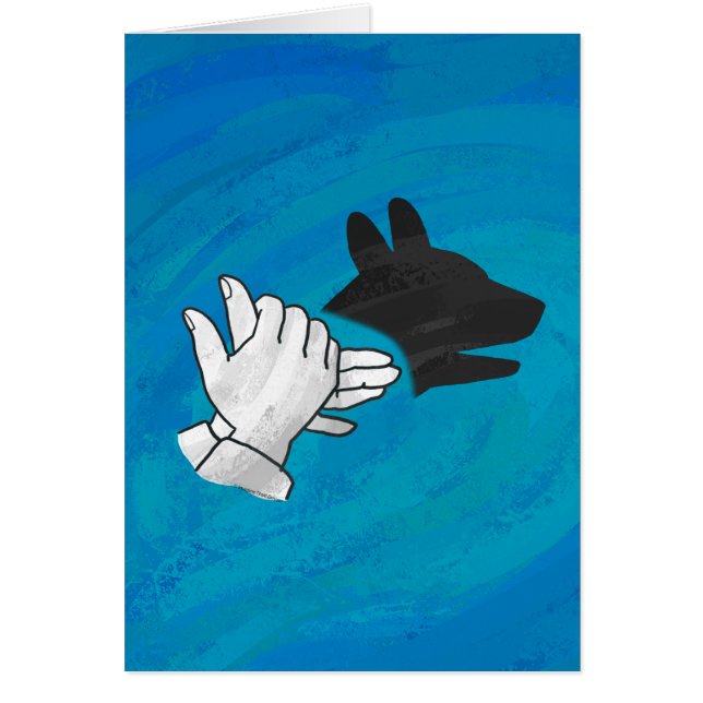 Skugga, Hund på blå Hälsningskort (Framsidan)