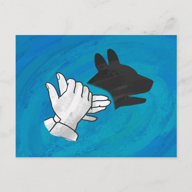 Skugga, Hund på blå Vykort (Framsida)