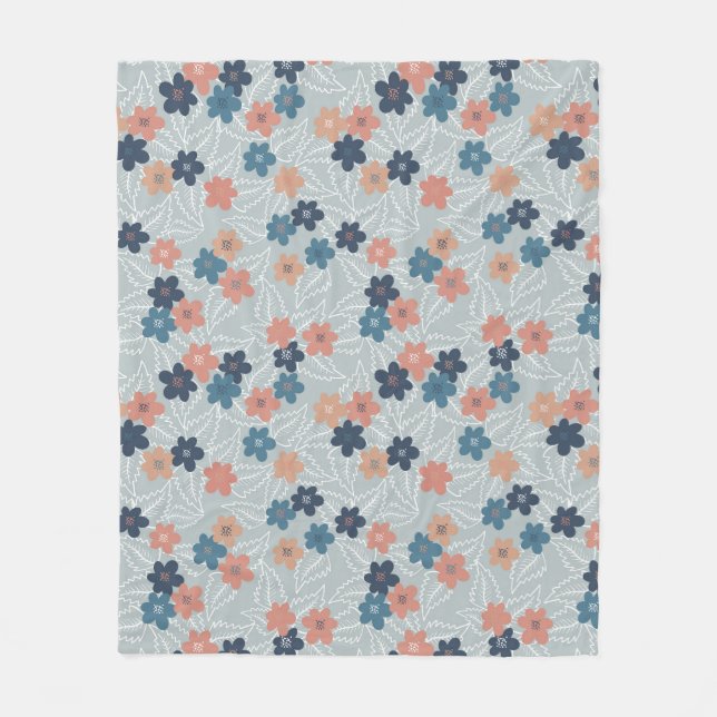 Skugga med färgad vår blommor fleecefilt (Framsidan)