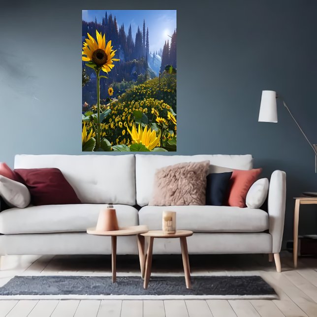 Skugga med solblommor | AI Art Poster (Skapare uppladdad)