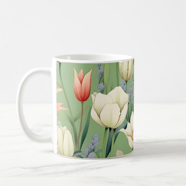 Skugga med tulpaner och Wildblommor Kaffemugg (Vänster)