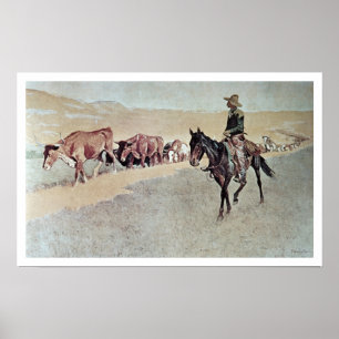 Skugga Texas Longhorns (olja på kanfas) Poster